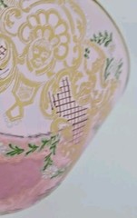 Venetian Enameled Figural Landscape Scene Pink Champagne / Sherbert Glass 6″ #5