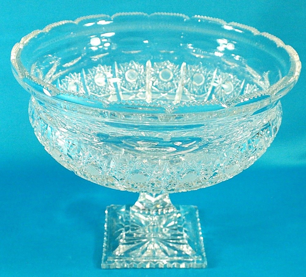 Very Rare Dresden Crystal Compote Centerpiece/Punch Bowl 11 3/4″ D Germany