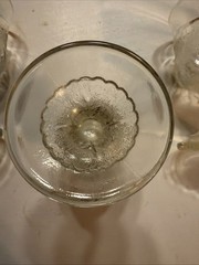 Vintage Indiana Glass Crystal PEBBLE LEAF Clear 6oz. Water Juice 3 Goblets