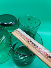 4 Vintage 90s Anchor Hocking Emerald Green Glasses Gold Star Swirl Celestial EUC