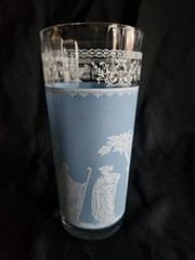 Hellenic Blue 16 oz Flat Tumbler by Jeannette • 6½» Tall Vintage