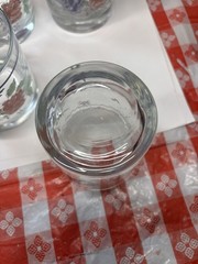 Vintage Anchor Hocking Rock Clear Glasses Set of Nine Pink-Blue Floral Appliqué