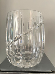 MIKASA Crystal Uptown Mug Vertical Cut With Swirl 4.5″ Tall NIB