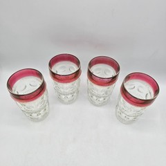 Kings Crown Ruby Red Flash Cranberry Set 4 Highball Tumblers Preowned.