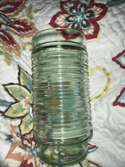 2 Vtg Anchor Hocking Green Glass Tumblers Raised Rings Ribbed 16 Oz No Chips MCM