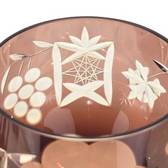 SET OF 3 MADE IN POLAND 9.25″ CUT TO CLEAR CRYSTAL WINE GLASSES W/GRAPE & STARS