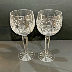 Waterford Crystal Kylemore 7.5” Wine Hock Cut Crystal Glasses Set of 2