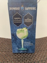 2 X Hexagon Base Bombay Sapphire Large Balloon Gin Glasses 7.75”x3.25” NIB