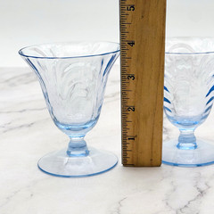 2 Cambridge Caprice Moonlight Blue Stem Footed Cocktail Glasses 3 3/4″ Pristine