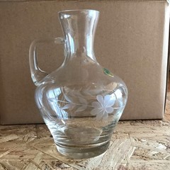 Glass Carafe LAUSITZER GERMANY with Pips – cups – Pretty Etched Pattern