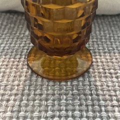 VTG Indiana Whitehall Cubist Amber Iced Tea/water Glass Footed 12oz Tumbler 6″