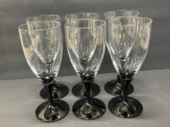 Rare Vintage Mikasa Alexandra Black Wine Stemware Goblet Glass / Iced Tea Set 6