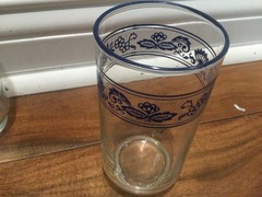 MCM Vintage Corning Corningware Old Town Blue 2 Tumblers 5.75» + 1 juice 5»