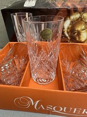 4 Cristal D’Arques MASQUERADE 12.25 oz. Hi-Ball Mix Drink Glasses Clear Crystal