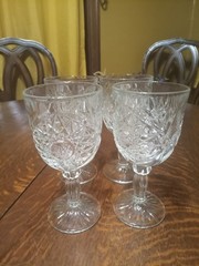 Vintage Libbey Hobstar Goblets-Starburst Water or Wine Glass – Set of 4 – 10 oz.