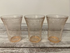 Lot of 3 – VTG Florentine Pink Depression Juice Glass Drinking Hazel Atlas 3.5″