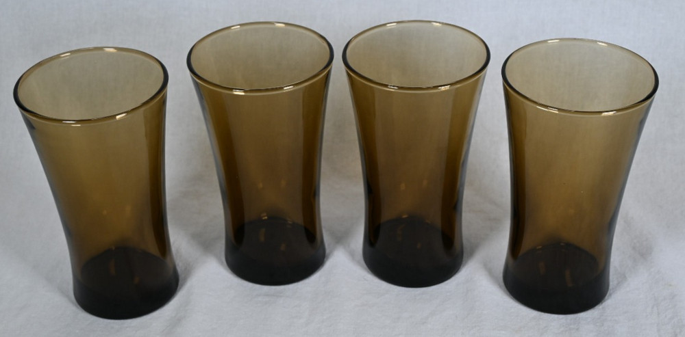 Set of (4) Linden Mocha by Anchor Hocking Tawny Brown 17oz Flared Tumblers