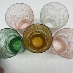 Vintage Bark Textured Dimpled Glasses Tumblers Mid Century