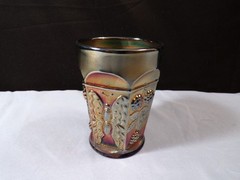 Vintage Fenton Blue Carnival Glass Butterfly & Berry Pattern Tumbler #4