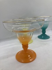 (4) West Virginia BLENDO Pastel Frosted Ombre Margarita Dessert Cocktail Glasses