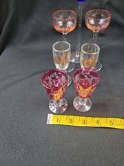 Set/7 Multicolored Long Stem Liqueur Cordial Shot Glasses “Fancy” EUC. 46