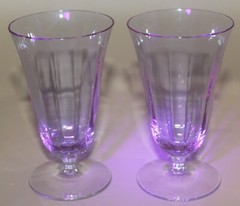 Fostoria Wisteria Lavender Juice Glasses (Set of 2) 4 1/2″ Tall ~Neodymium Glass