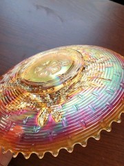 Marigold Dugan Carnival Glass Apple Blossom Twigs Plate or Low Bowl