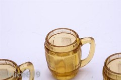 Continental Can Company Amber Handled Barrel Cordial Glasses Set of 4