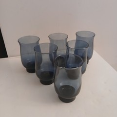 6 Vintage Libbey Tulip Dusky Blue Glasses 12 Oz