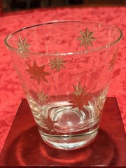 Retro Vintage Jeannette Glass Atomic Gold Starburst Tumblers MCM Set/3 Ex Cond