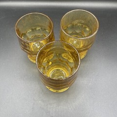 Viking Georgian Yellow Amber Water/Juice Goblet 8oz. Set Of 3 Vintage Retro MCM
