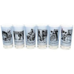 Vintage New Yorker Magazine Cartoon PETER ARNO Tumbler Highball Glasses Set of 6