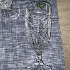 Set Of 4 Vtg South Beach Palm Tree Glasses Godinger Shannon Crystal Tea /Water