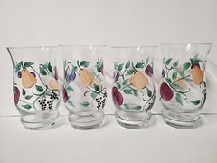 Princess House Orchard Medley Hand Painted Fruit Drinking Glasses Set of 4