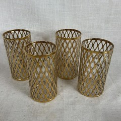 Vtg MCM Set 4 Glasses Sekai Ichi Gold By Imperial Glass Old Fashioned Tumbler