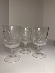 Bormioli Rocco Set Of 3 Romantic Collection Goblets Wine Glasses Baroque Clear