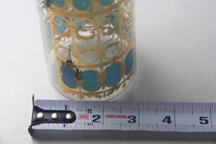 Set Of 3 Vintage Mid Century Culver Azure Blue Scroll Highball Glasses, 22k Gold