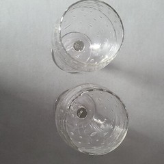 Bubbled Goblet Glasses Clear Set of 2 Heavy Weight Unmarked Not matched