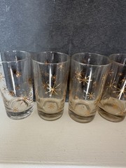 Nine 8 Ounce MCM Vintage Snowflake/starburst Glasses. Set of 9