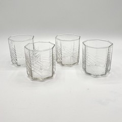 Vintage Dansk Summerhouse Pattern 10 oz Octagon Flat Tumblers Set of 4 Clear