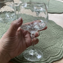 Vintage Libbey Chivalry Clear Wine Goblets Glasses Set of 4 Hexagon 6.75″ Tall
