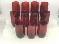 Anchor Hocking, Roly Poly – Royal Ruby Iced Tea Tumbler Glasses, Set of 11