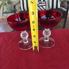 Set of 2 Morgantown Golf Ball Ruby Red Liquor Cocktail Glasses