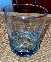 CONTEMPORARY BLUE THUMBPRINT DIMPLE ROCKS GLASSES SET OF 4