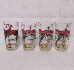Hazel Atlas Pheasant Hunter Glasses Tumblers 4 10 oz 5.125″