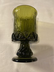 One Fostoria Sorrento Green Heavy Pressed 5” Water wine Goblet