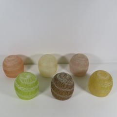 6 VINTAGE SPAGHETTI STRING ROLY POLY ASSORTED COLOR CRAFT RUBBERIZED GLASSES #L2