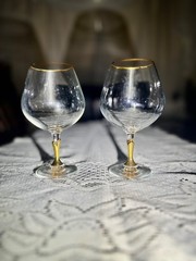 Vintage Colony Versailles Brandy Snifters~ Gold Stem & Rim~ Bohemian Crystal~ 2