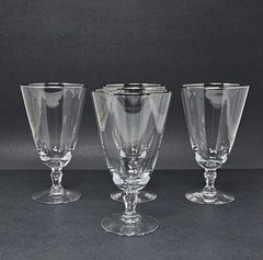 Set Of 4 Vintage Fostoria Engagement Crystal Iced Tea Glasses With Platinum Trim