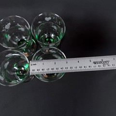 Set of 4 Eamon Hand Engraved Shamrock green base flowers Irish Glasses 5′